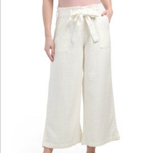 Blank NYC linen blend off white paperbag waist pants
